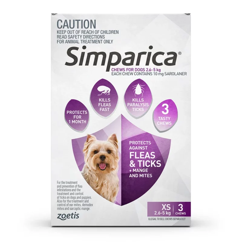 Simparica Purple - For Extra Small Dogs (2.6-5kg) - 3 Pack