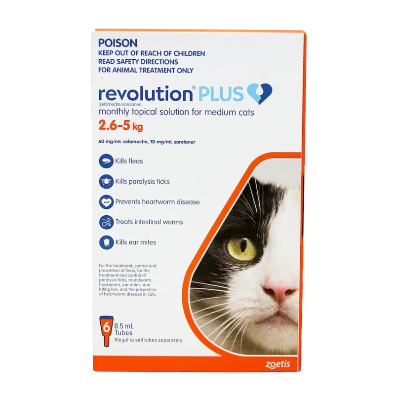Revolution Plus For Medium Cats - Orange (2.6-5kg) - 6 Pack