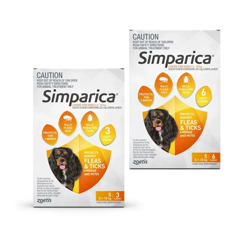 Simparica Orange - For Small Dogs (5.1-10kg) - 3 Pack & 6 Pack