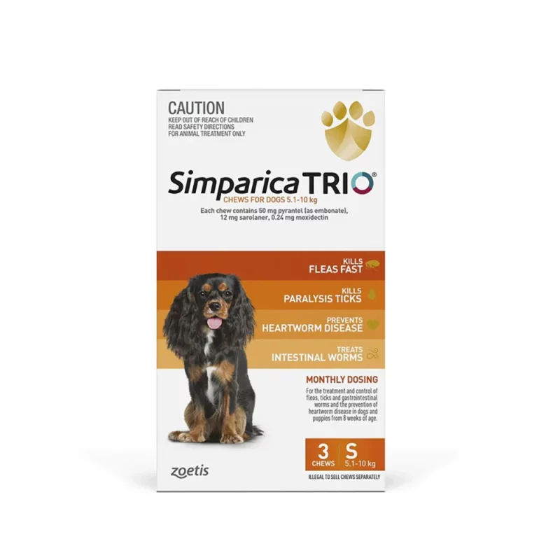 Simparica TRIO Orange - For Small Dogs (5.1-10kg) - 3 Pack