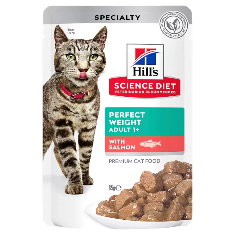 Hill's Science Diet Cat Food Pouch Perfect Weight With Salmon - 85g x 12