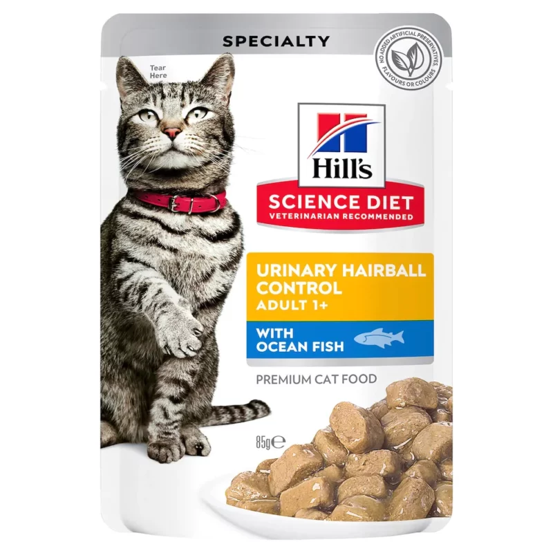 Hill's Science Diet Cat Food Pouch Urinary Hairball Control With Ocean Fish - 85g x 12