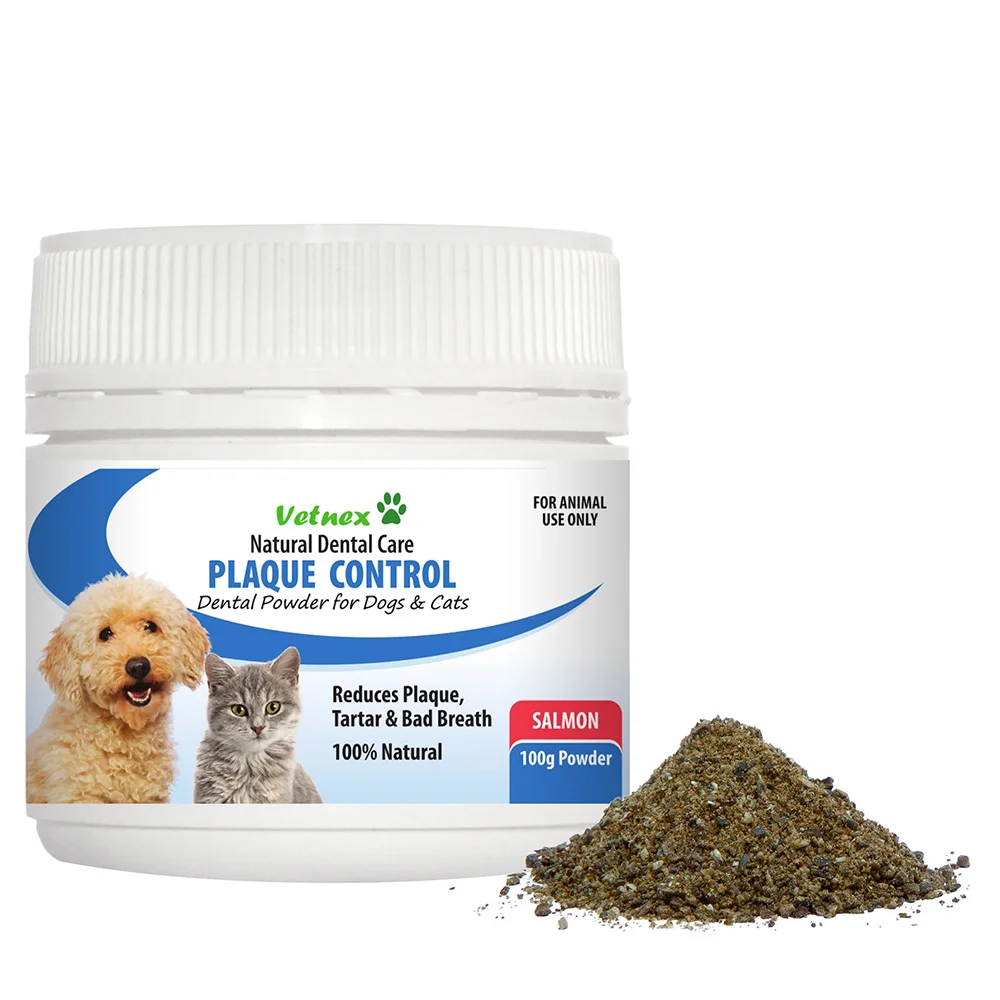Vetnex Plaque Control Dental Powder For Dogs and Cats - Salmon - Generic PlaqueOff - 100g