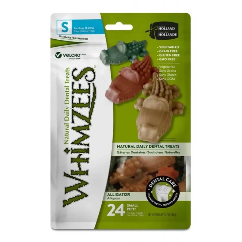 Whimzees Dental Alligator Treats For Small Dogs - 24 Pack