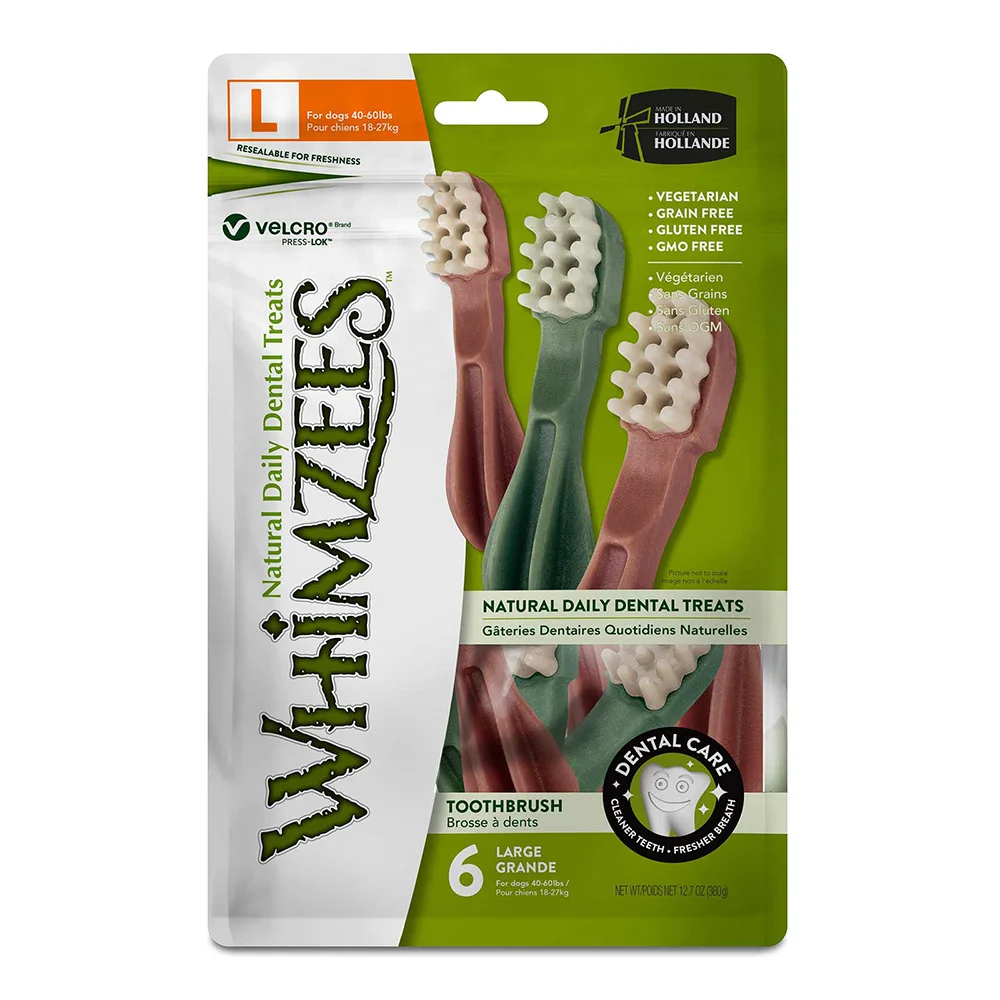 Whimzees Dental Toothbrush Treats For Large Dogs - 6 Pack