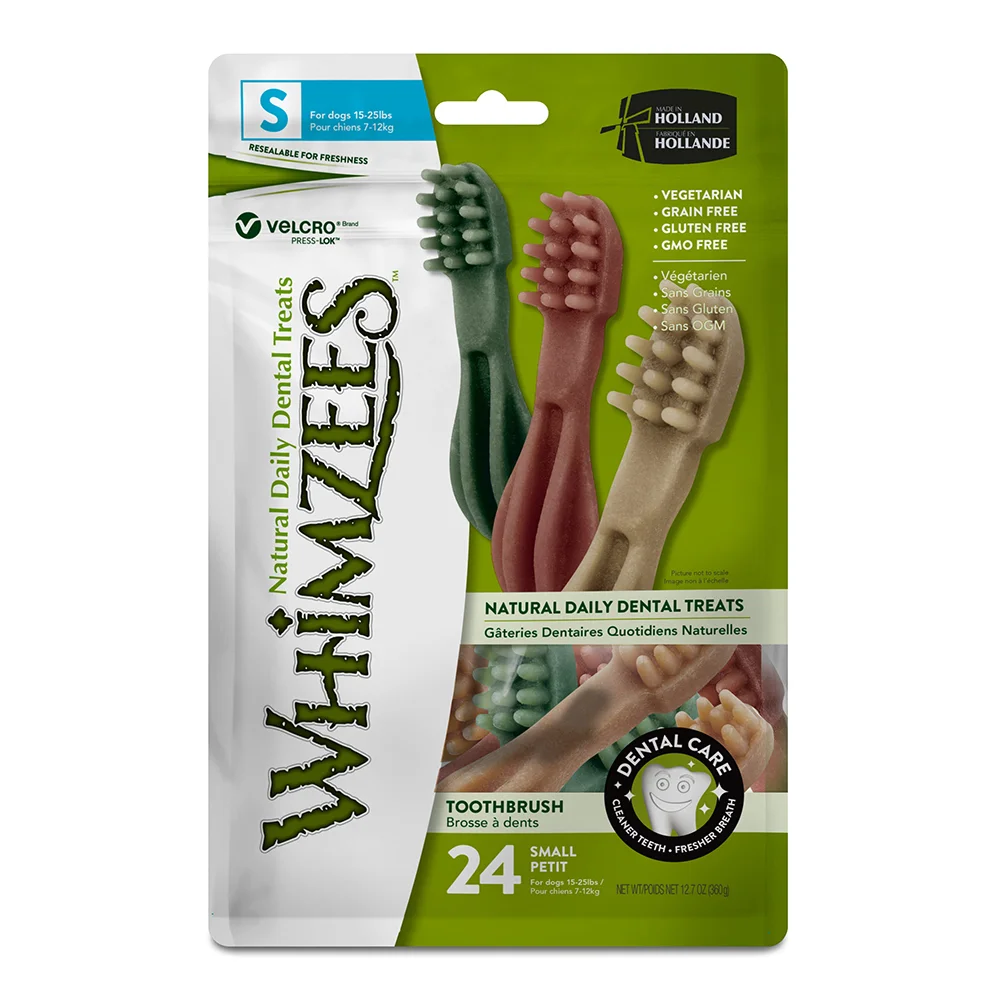 Whimzees Dental Toothbrush Treats For Small Dogs - 24 Pack