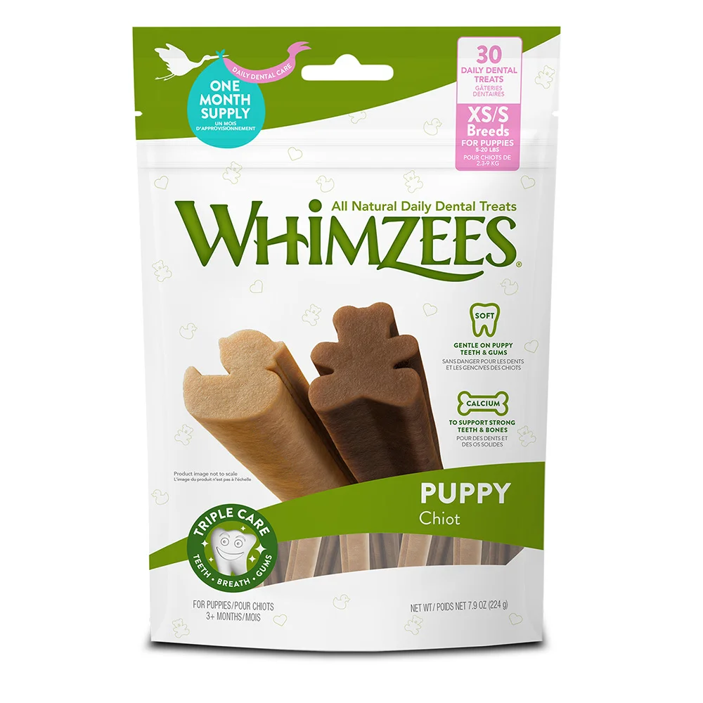 Whimzees Dental Treats For Puppies Extra Small & Small Breeds - 30 Pack