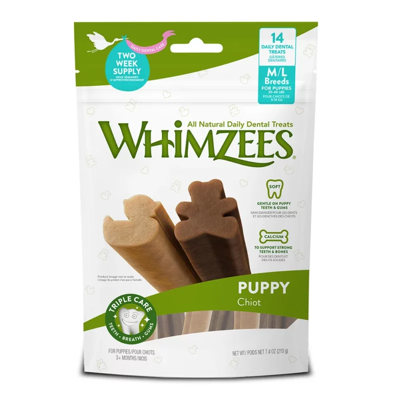 Whimzees Dental Treats For Puppies Medium & Large Breeds - 14 Pack