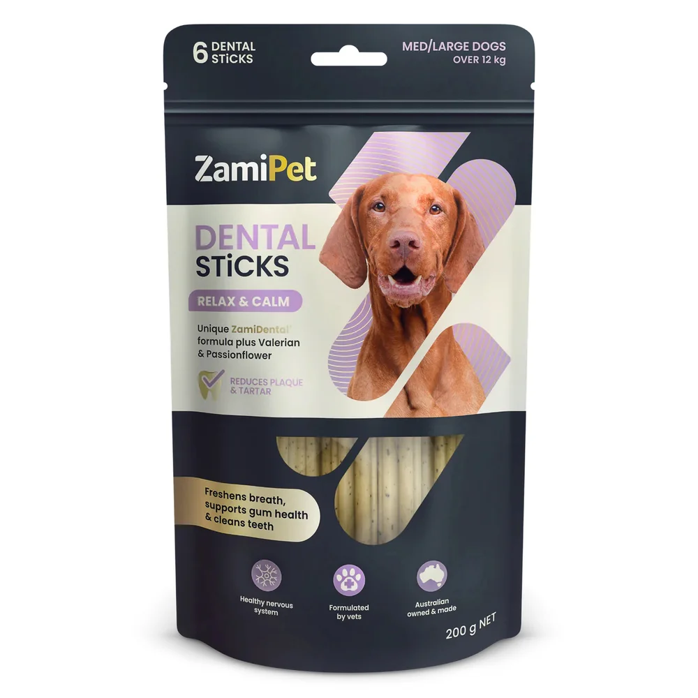 ZamiPet Dental Sticks Relax & Calm For Medium & Large Dogs - 6 Pack