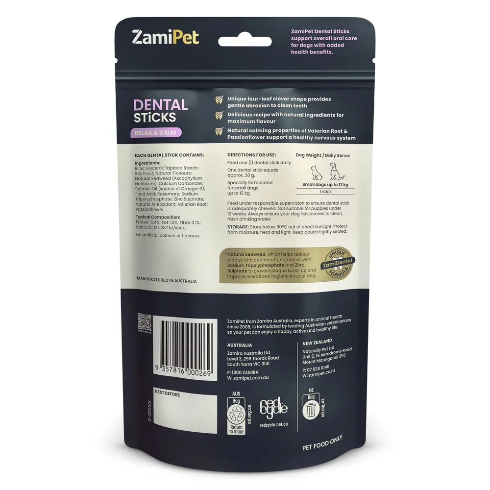 ZamiPet Dental Sticks Relax & Calm For Small Dogs - 10 Pack