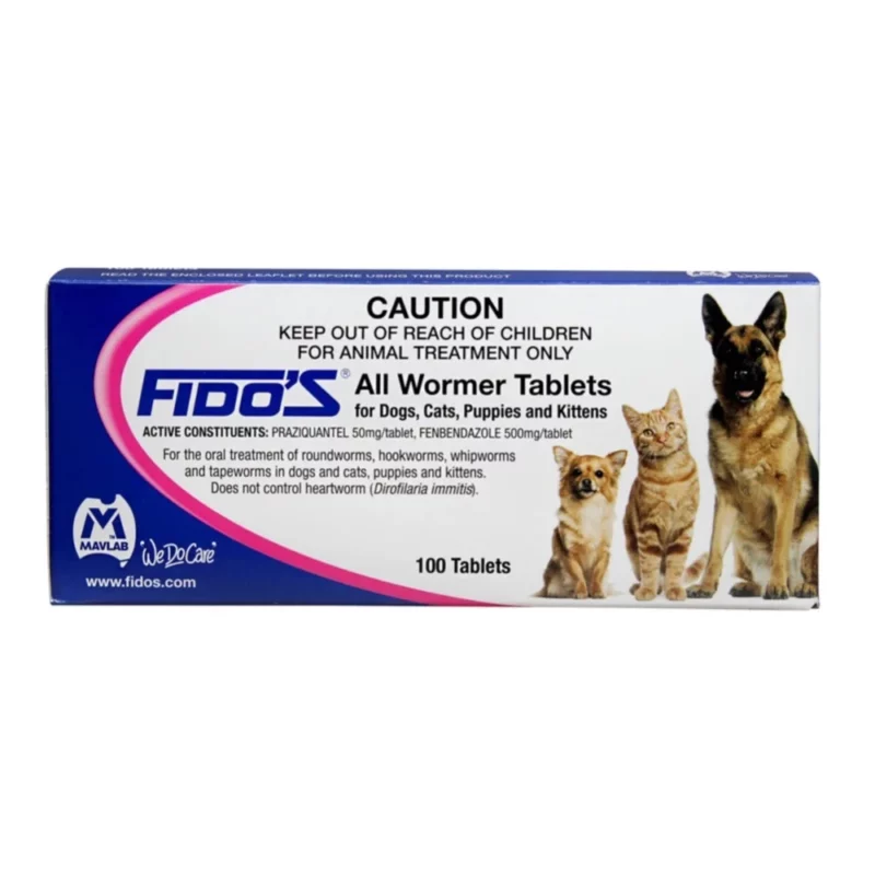 Fido's All Wormer Tablets For Cats and Dogs - 100 Tablets