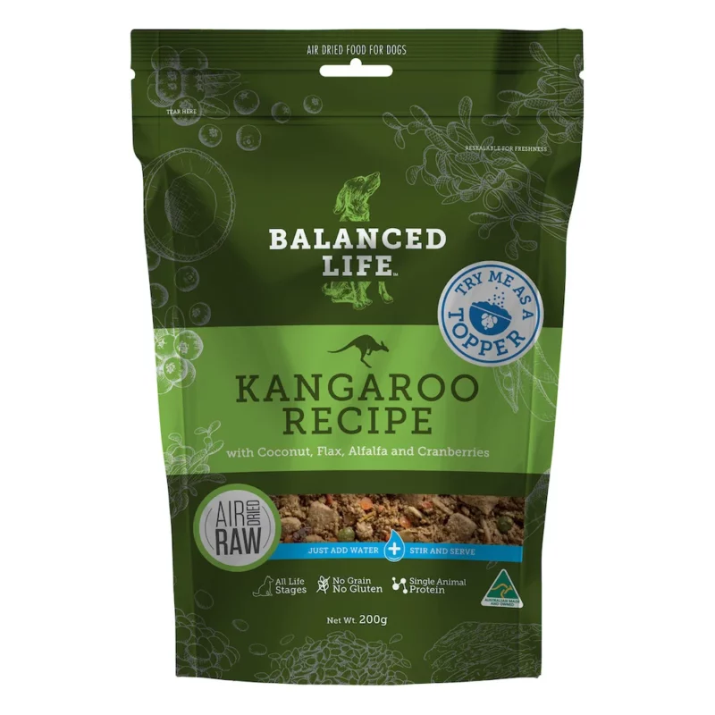 Balanced Life Air Dried Raw Dog Food Rehydrate Kangaroo Recipe - 200g
