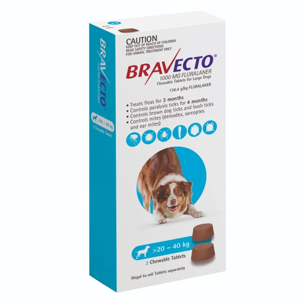 Bravecto Blue Large Dogs (20-40kg) 6 Month Protection - 2 Chews