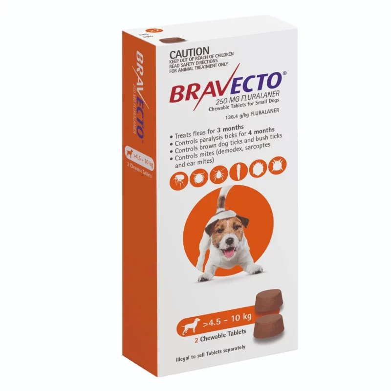 Bravecto Orange Small Dogs (4.5-10kg) 6 Month Protection - 2 Chews