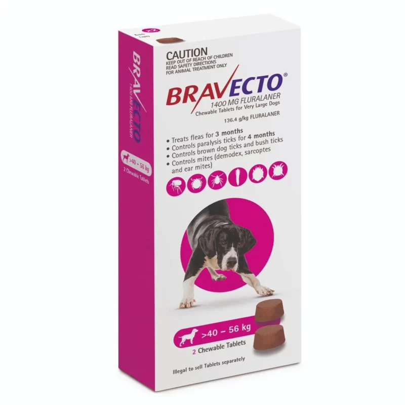 Bravecto Purple Extra Large Dogs (40-56kg) 6 Month Protection - 2 Chews