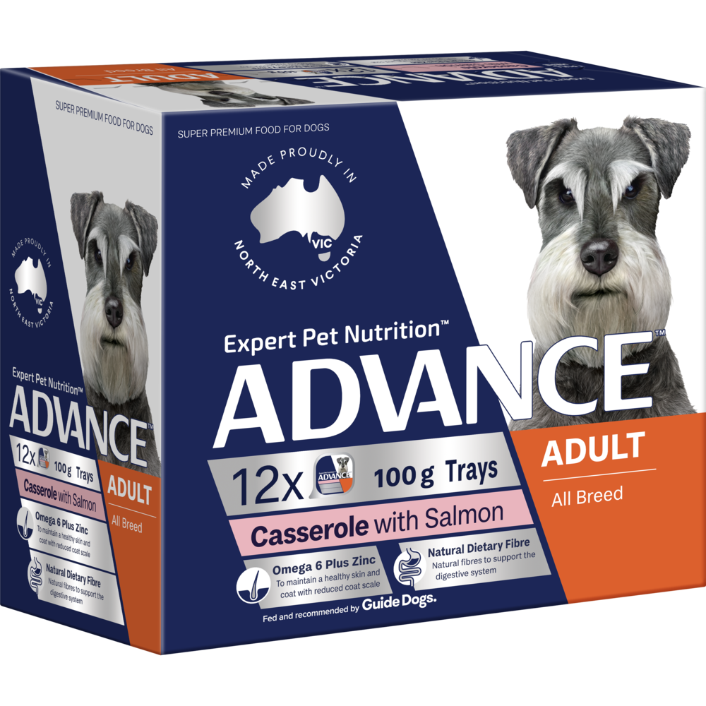 Advance Wet Dog Food All Breeds Adult Salmon tray 100g-box