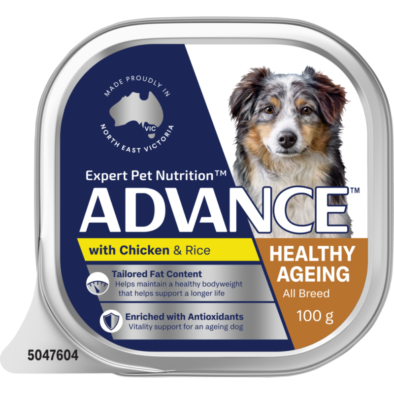 Advance Wet Dog Food Healthy Ageing Chicken with Rice tray 100g