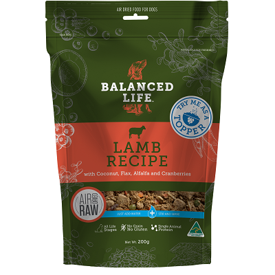 Balanced Life Air Dried Raw Dog Food Rehydrate Lamb Recipe - 200g