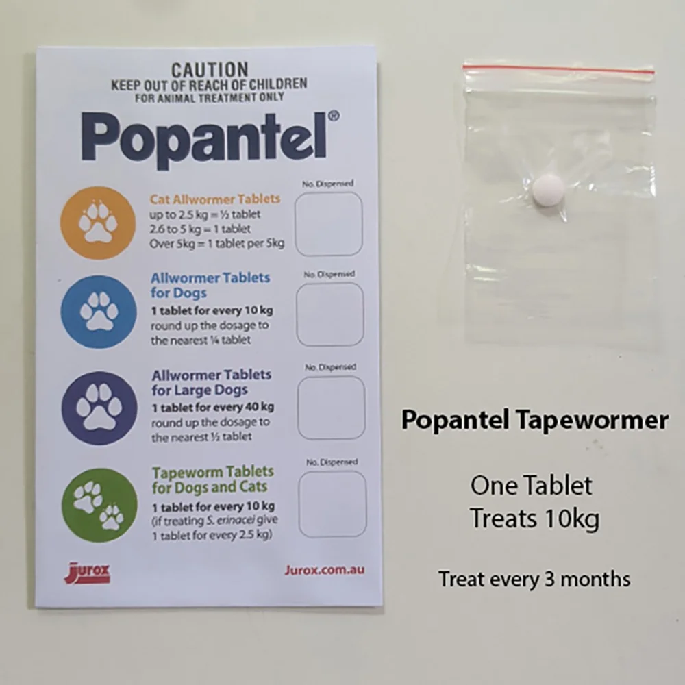 Popantel Tapewormer For Cats and Dogs - Single Tablet