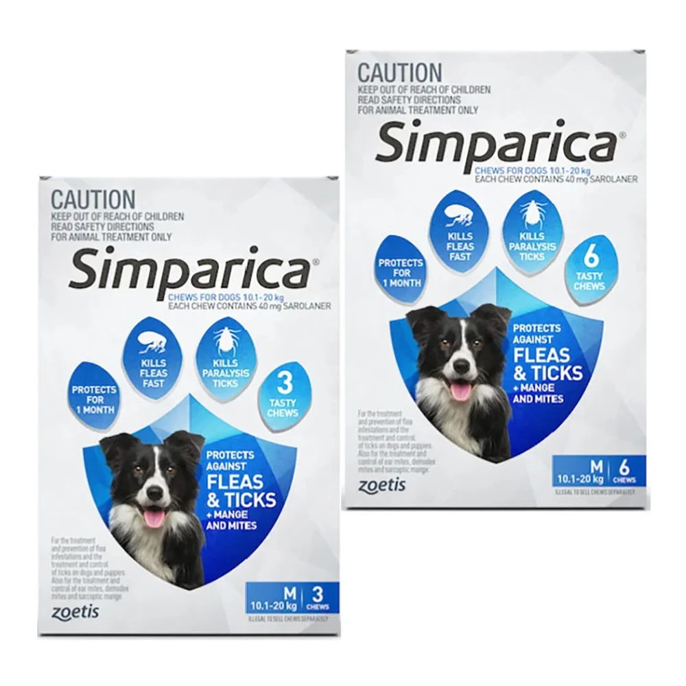 Simparica Blue - For Medium Dogs (10.1-20kg) - 3 Pack & 6 Pack