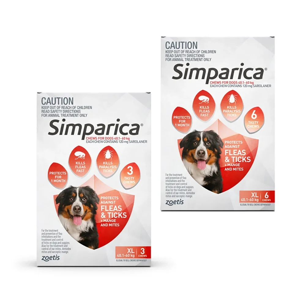 Simparica Red - For Extra Large Dogs (40.1-60kg) - 3 Pack & 6 Pack