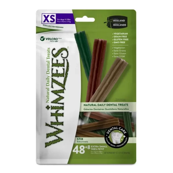 Whimzees Dental Stix Treats For Extra Small Dogs - 56 Pack